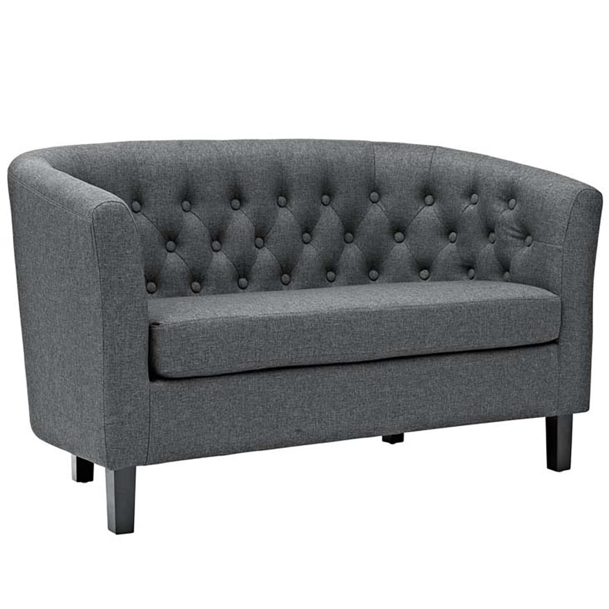 Grey Fabric Button Tufted Loveseat I11571