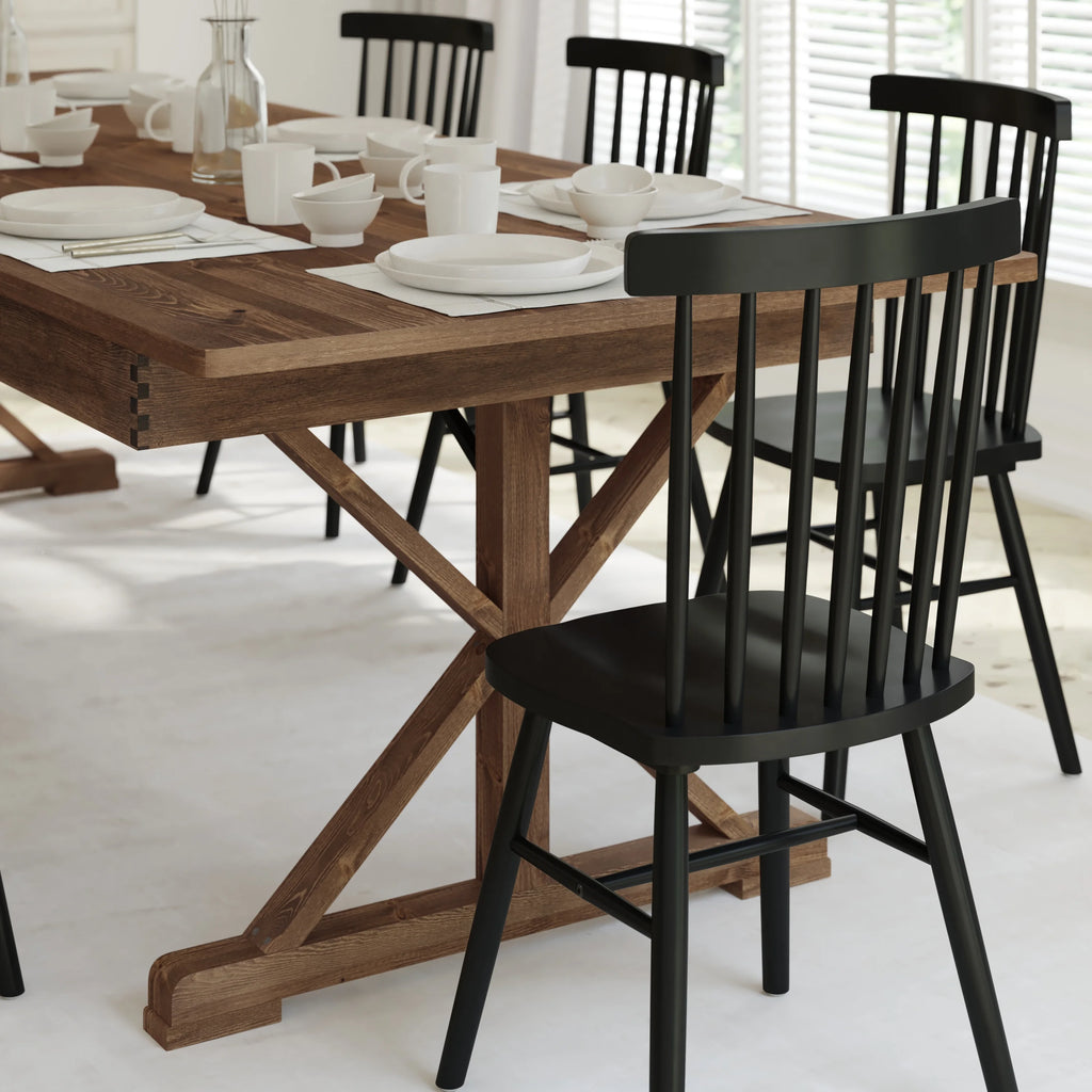 Rectangular Solid Pine Folding Farm Table with Crisscross Legs D28600