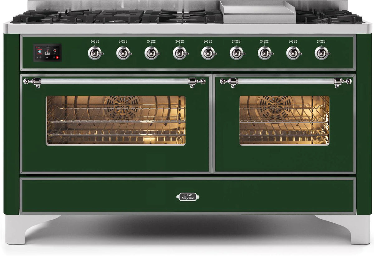 60 Dual Fuel Propane Gas Range Emerald Green Chrome Trim V48770