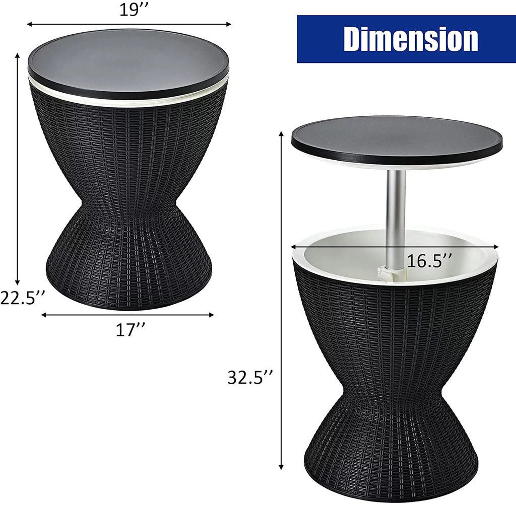 Black Rattan Style Cool Bar Table with 8 Gallon Cooler G441795