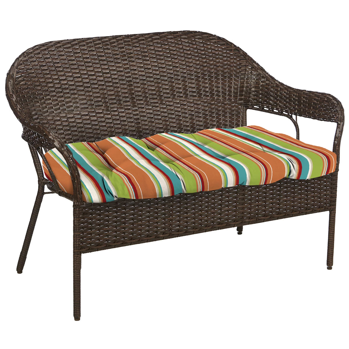 Multicolor Stripe Tufted Outdoor Bench Cushion G2000