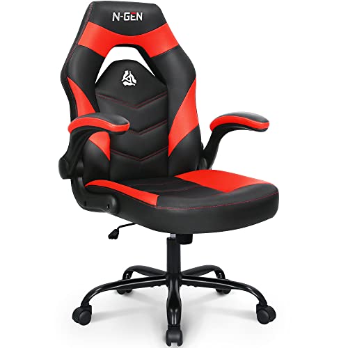 Black Ergonomic PU Leather Gaming Chair with Lumbar Support A70054