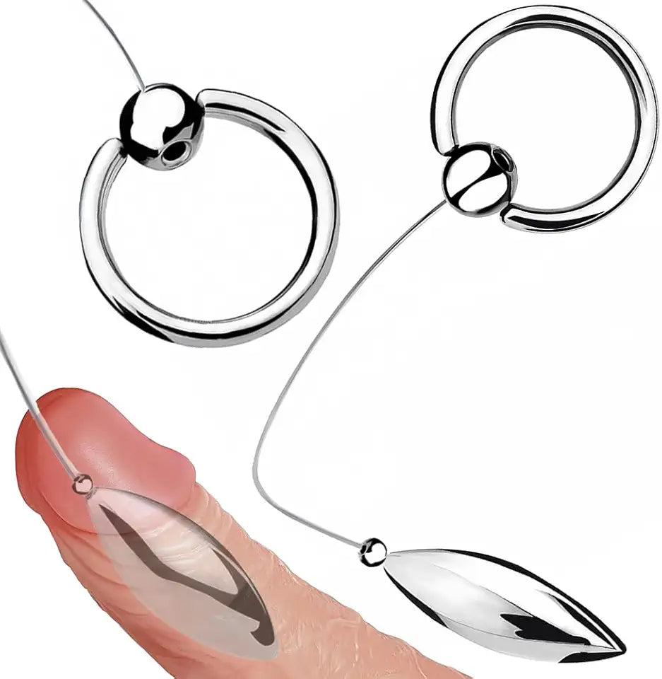 Stainless Steel Urethral Sound Plug Set with Ring & Nylon Line U523025