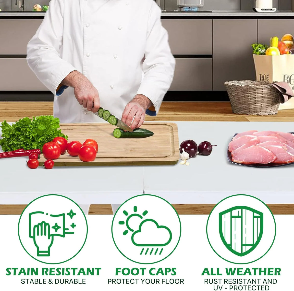 White 4 ft Folding Plastic Table with Handle E799408