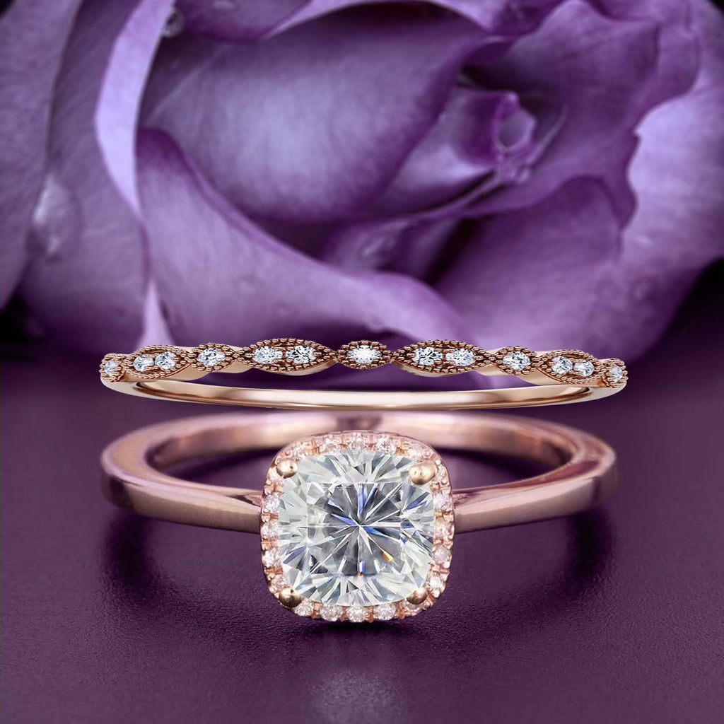 2.05 Carat Cushion Cut Diamond Moissanite Engagement Ring in 925 Sterling Silver With 18k Rose Gold Plating R453689