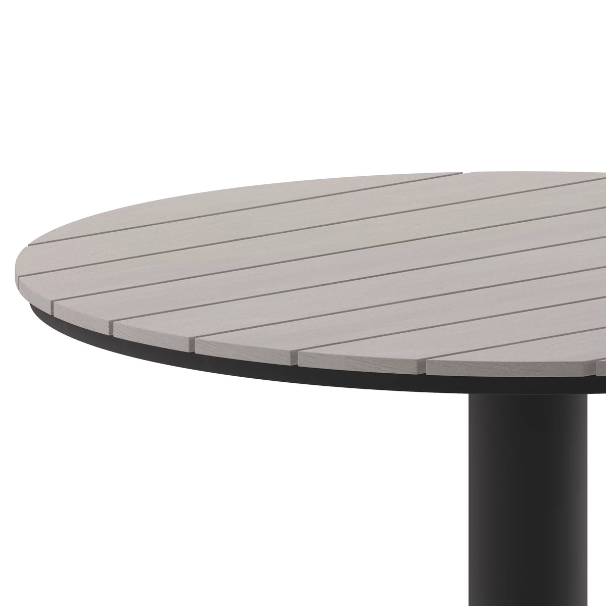 Round 24" Faux Teak Poly Slats Steel Frame Table T41230