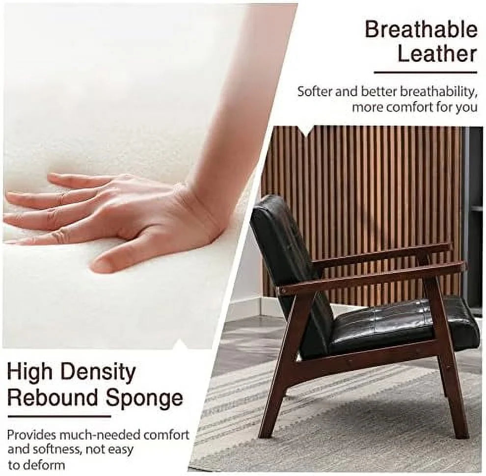 Orange Faux Leather Accent Chair with Solid Wood Frame Y65663