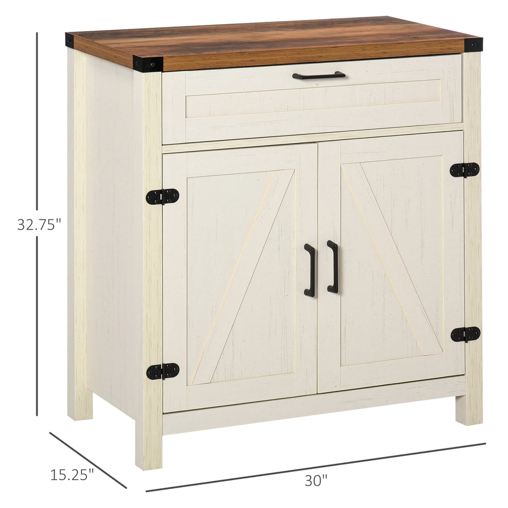 White Wooden Sideboard Buffet Cabinet with Drawer and Adjustable Shelf X888