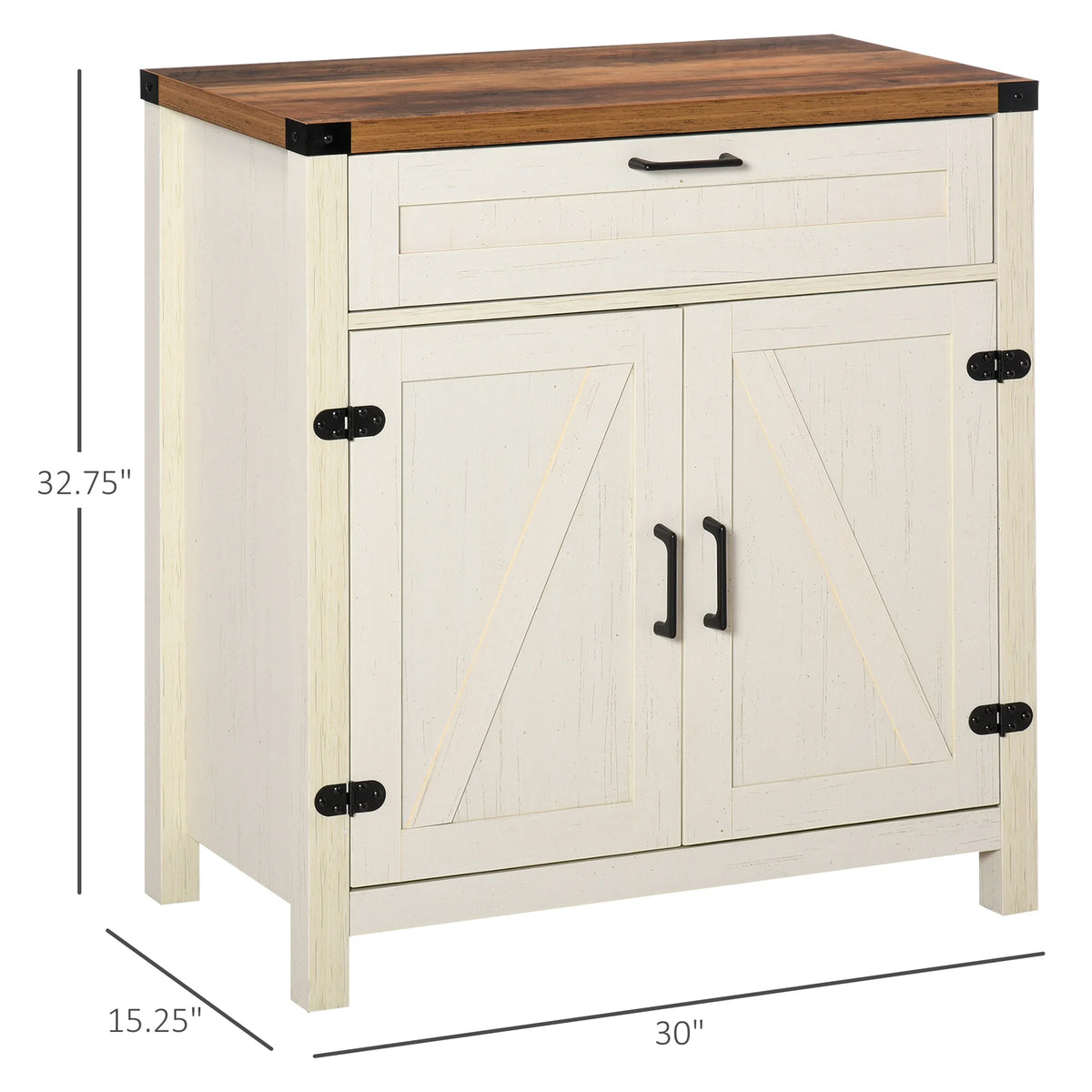 White Wooden Sideboard Buffet Cabinet with Drawer and Adjustable Shelf X888