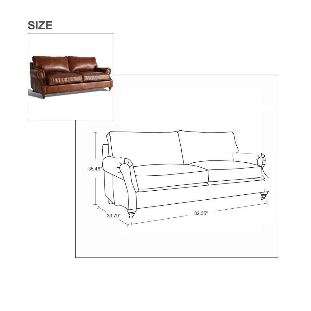 Antique 3 Seater Aged Leather Sofa W100