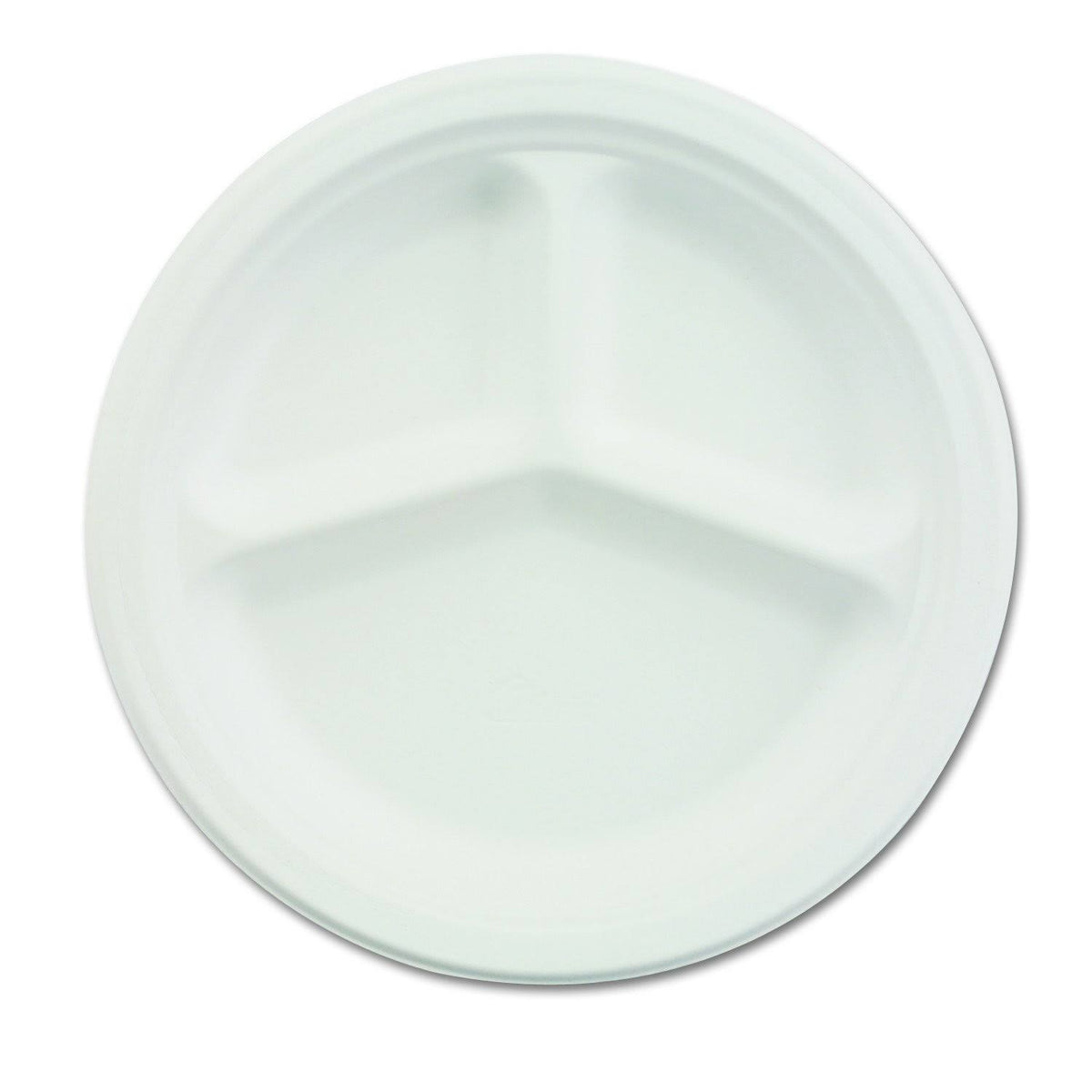 White 3-Comp Paper Plate, 10 1/4 Dia, 500/Carton B2160