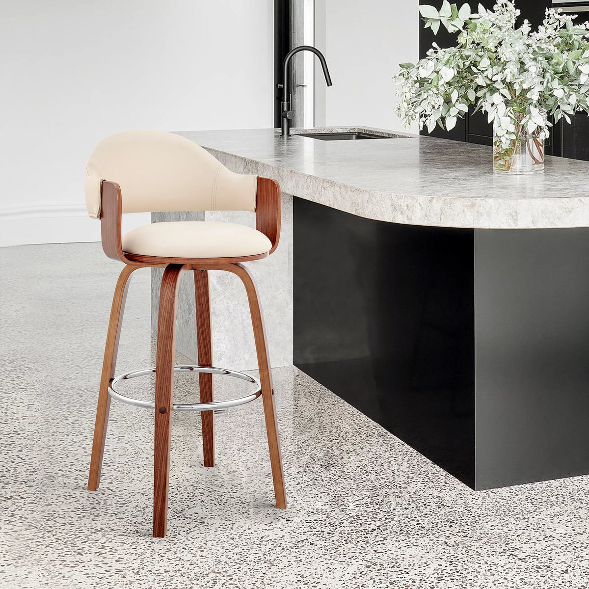 26" Faux Leather & Wood Counter Stool A7538