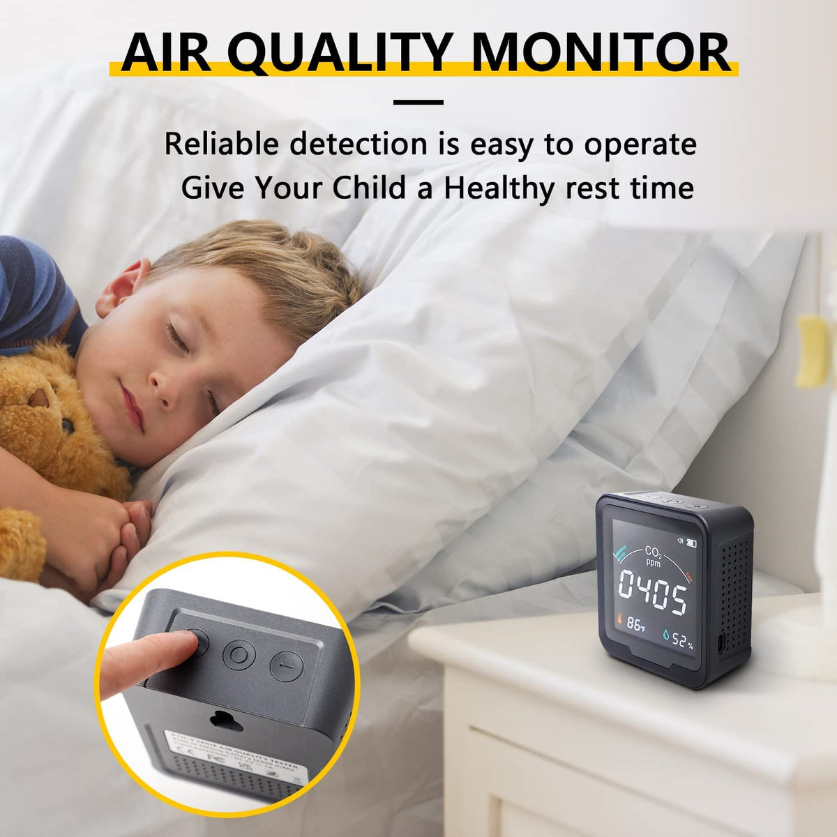 CO2 Monitor with Temperature and Relative Humidity, 400-5000ppm Range I19655
