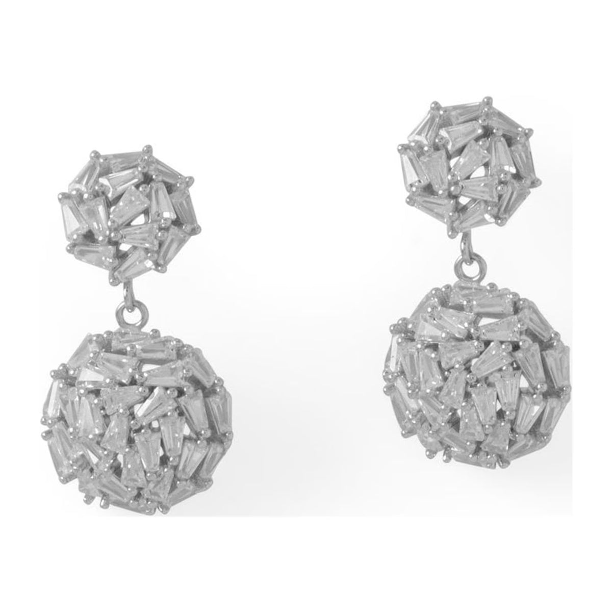 Rhodium Plated CZ Drop Earrings U23979