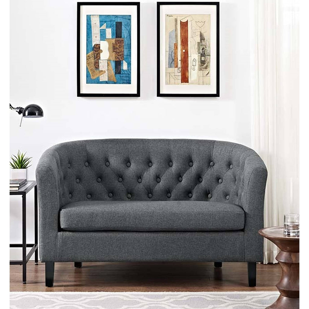 Grey Fabric Button Tufted Loveseat I11571