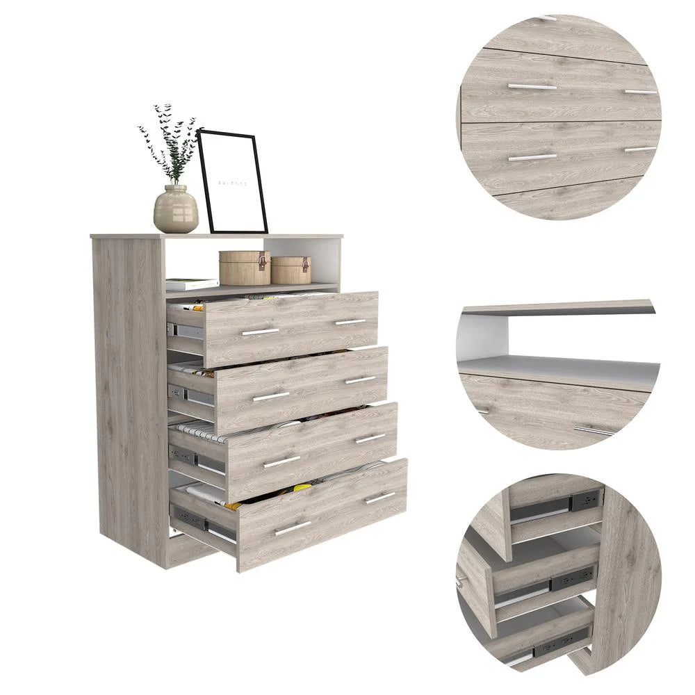 Four Drawer Dresser Light Gray White I963