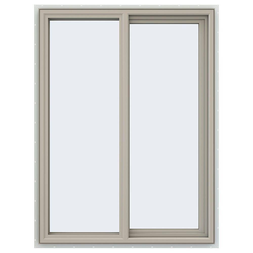 Desert Sand Vinyl Right-Handed Sliding Window with Fiberglass Mesh Screen H3567