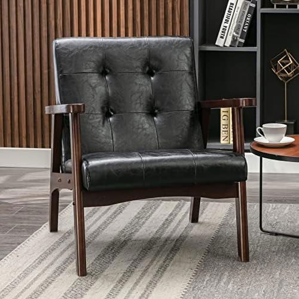 Orange Faux Leather Accent Chair with Solid Wood Frame Y65663