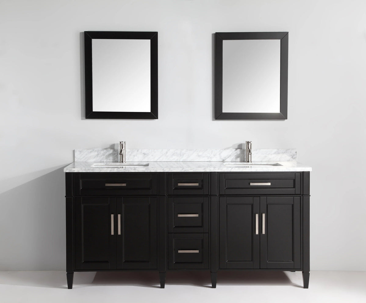72 in. Double Sink Vanity with Carrara Marble & Mirror V257