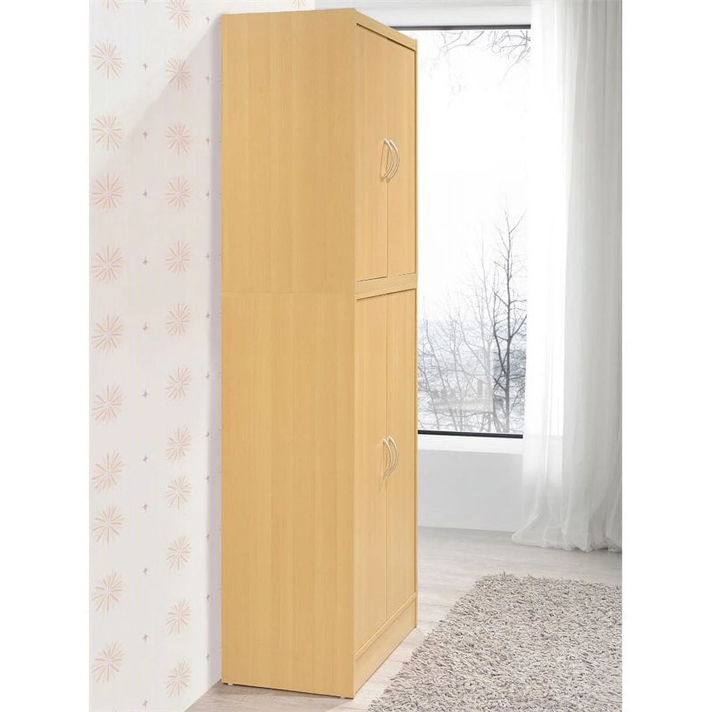 4 Door Kitchen Pantry with 4 Shelves in Beech W53941