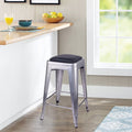 24 Inch Counter Height Backless Metal Stool with Vegan Leather Seat E33884