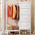 White 4 Drawer Dresser with Hanging Rack J94514
