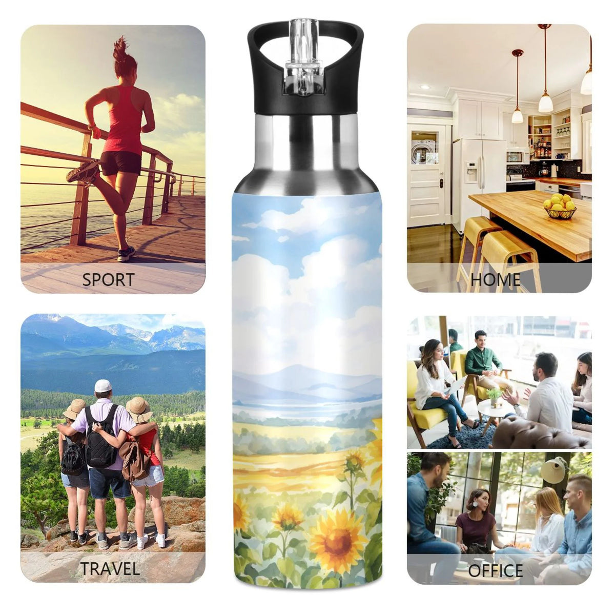 Stainless Steel Insulated Water Bottle with Straw Lid 20 oz X19647