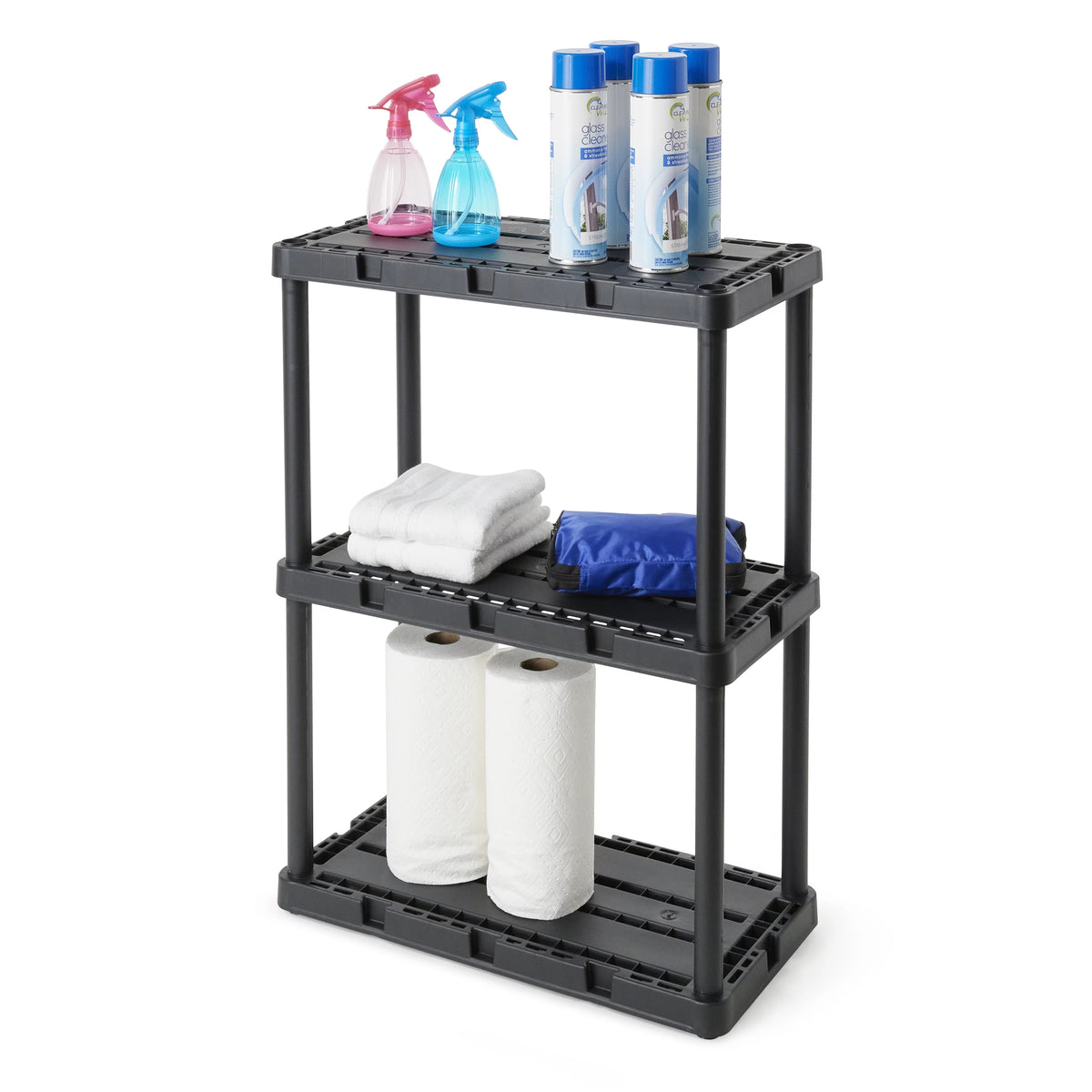 3 Shelf Light Duty Storage Unit 24 x 12 x 33", Black 2 Pack G41535